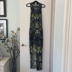 Sexy Green & Black print Helmut Lang Maxi dress